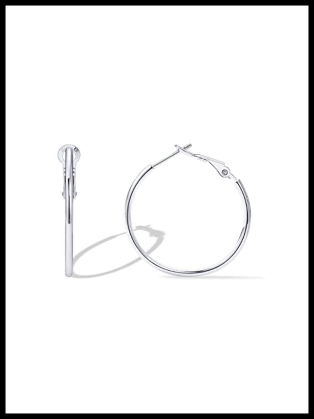 14K Gold Plated Paddle-Back Hoop Earrings, 30mm Everyday